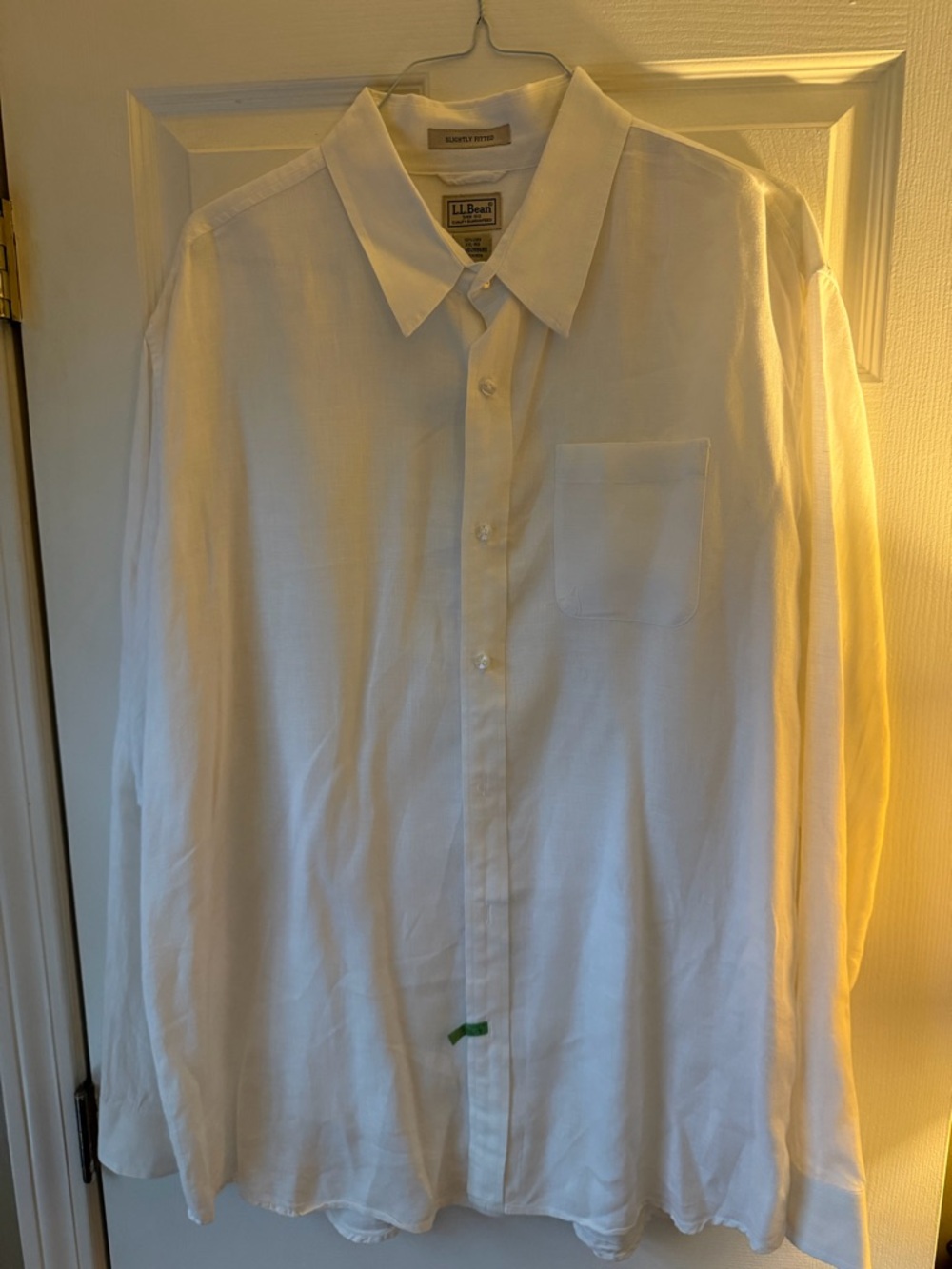 L.L. Bean Men's White Linen Button-Up Shirt XXL